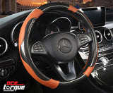 Gloss Carbon Fibre print with Leather Car Steering Wheel Cover