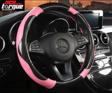 Gloss Carbon Fibre print with Leather Car Steering Wheel Cover