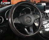 Gloss Carbon Fibre print with Leather Car Steering Wheel Cover